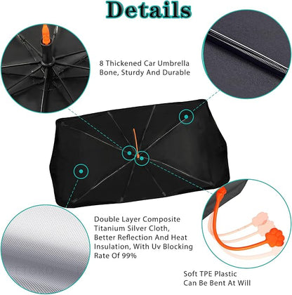 Socira Funny Skull Car Sun Shade Windshield Sunshade Umbrella Foldable | Gothic Umbrella Sun Shade Sunshade Front Window Cover Skull Car Accessories Blocks Uv Rays 57" X 30" - Image 5