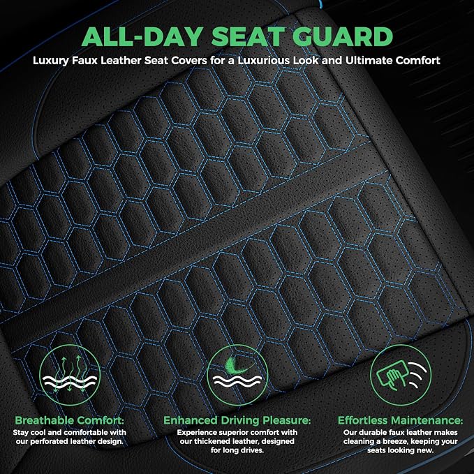RIDEPOSH Custom Leather Seat Covers for Silverado/Sierra 1500 2019-2026 | Only Crew Cab, Fits 2500/3500HD 2020-2026, Jump Seat Cover(armrest storage only), Protective, Scratch-resistant, Easy-clean - Image 6