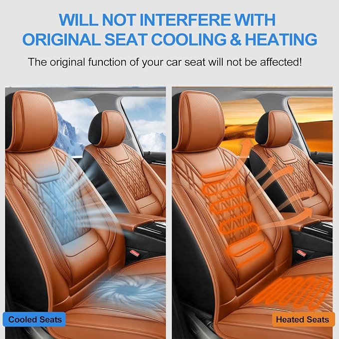 for Subaru Impreza 2012-2025 2026 Car Seat Covers, Full Set, Brown | Luxury Full Coverage Leather Seat Protectors, Waterproof Breathable, Non-Slip, Easy to Install, Airbag Compatible, All-Season - Image 7