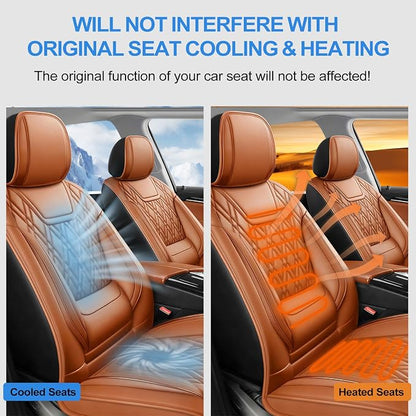for Subaru WRX 2015-2025 2026 Car Seat Covers, Full Set, Brown | Luxury Full Coverage Leather Seat Protectors, Waterproof Breathable, Non-Slip, Easy to Install, Airbag Compatible, All-Season - Image 7