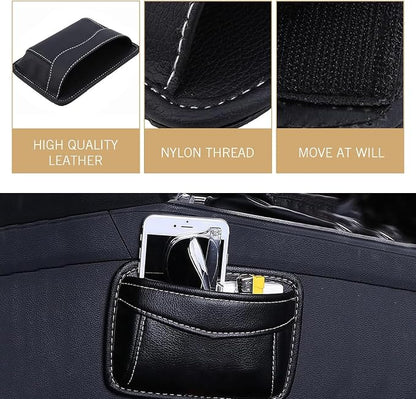 Car Seat Side Pocket Organizer, Black PU Leather Mini Auto Seat Storage Bag, Pen Phone Holder Tray Pouch Vehicle Seats Gap Filler, Universal Organize for Documents Registration Notepad - Image 5