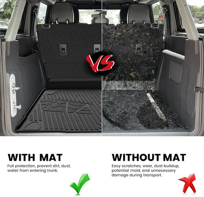 LASFIT Cargo Mats+Rear Back Seat Protector for Ford Bronco 4-Door 2021-2026 | All Weather TPE Trunk Liner+Underfloor Storage Mat+Backrest Cover Custom Fit Easy Clean, Not Fit Bronco Sport or 2 Door - Image 4