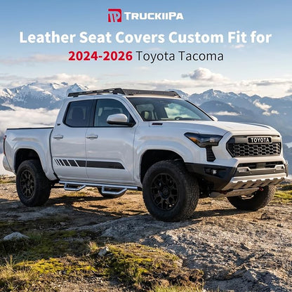 Truckiipa Toyota Tacoma Seat Covers Full Set, Waterproof Leather Seat Covers Fit for 4th Gen 2024-2026 Toyota Tacoma Double Crew Cab SR SR5 Limited TRD Sport/Off Road, Full Set, Black&Red - Image 2