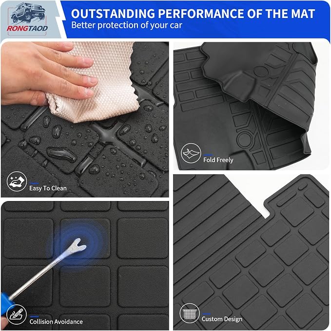 Rongtaod Floor Mats Compatible with 2024 2025 2026 Hyundai Santa Fe 6&7 Seats for Gas&Hybrid Trunk Mat Cargo Mat Cargo Liner All Weather Santa Fe Accessories (Trunk Mat with Backrest Mat+Floor Mats) - Image 8