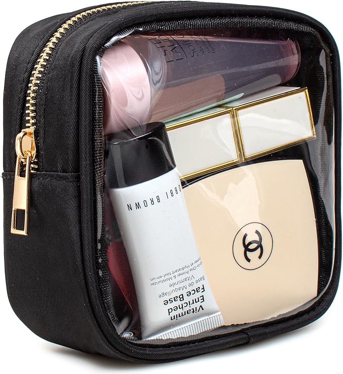 LETGO Small Clear Makeup Bag for Purse Small Cosmetic Bag Travel Size Toiletry Bags Cute Travel Makeup Bag,Coin Purse,Car Asscessories Organizer Storage Travel Essentials for Women Girls(Clear-Black) by LETGO