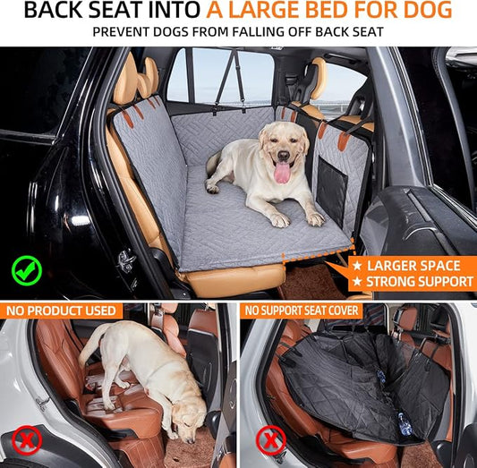 Hard Bottom Dog Car Seat Cover for Back Seat,Seat Extender for Dogs | Strong Support,More Rest Space,Waterproof, Scratch Resistant,Car Seat Protector,Dog Hammock for Car/SUV/Small Truck - Image 2
