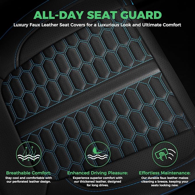 RIDEPOSH Custom Leather Seat Covers for Silverado/Sierra 1500 2014-2018 | Only Crew Cab, Fits 2500/3500HD 2015-2019, Jump Seat Cover(armrest storage only), Protective, Scratch-resistant, Easy-clean - Image 5