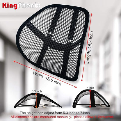 kingphenix 2-Pack Mesh Lumbar Support for Car and Office Chair Comfort | Breathable Mesh Back Support with Adjustable Curvature and Elastic Straps for Driving, Office Use and Long Sitting, Black - Image 7