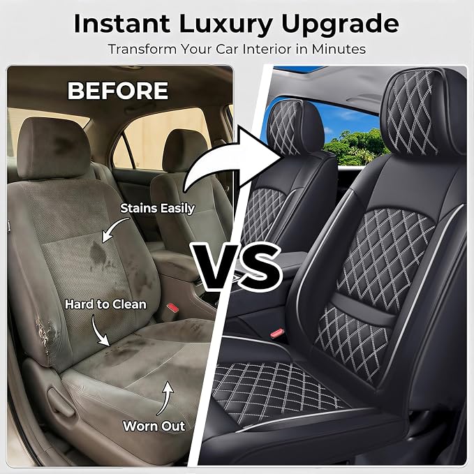 Car Seat Covers for GMC Acadia 2007-2026, Full Set, Red | Luxury Full Coverage Leather Seat Protectors, Waterproof Breathable, Non-Slip, Easy to Install, Airbag Compatible, All-Season - Image 4