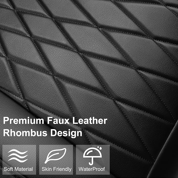 CAR PASS 1 Pack Leather Front Car Seat Cover, Bottom Seat Cover Full Wrapped with Storage Pocket, Anti-Slip Leather Seat Protector,Waterproof Seat Cushion Pad Universal Fit Sedan SUV Truck, Black - Image 2