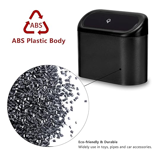 Ginsco 2 Pack Mini Car Trash Can with Lid, Small Car Garbage Can, Cute Leakproof ABS Trash Bin, Cars Accessories for Interior, Garbage Bin for Car, Home, Office with 120pcs Trash Bags Black - Image 6