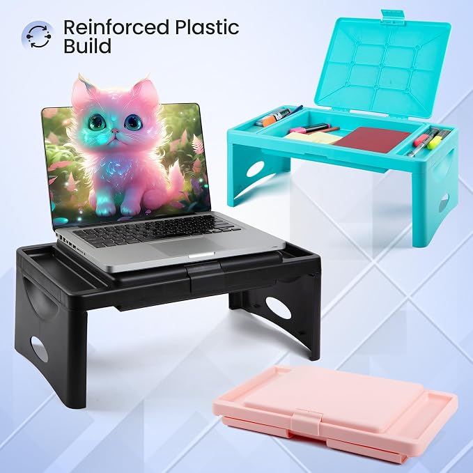 Loddie Doddie Foldable Lap Desk for Adults, Bed Tray, Teal Blue, 9.75"x12" | Portable Desk, Car Seat Tray for Road Trips, Storage Pocket, Lap Desk Kids, Folding Desk Bed Table - Image 4