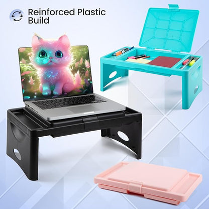 Loddie Doddie Foldable Lap Desk for Adults, Bed Tray, Teal Blue, 9.75"x12" | Portable Desk, Car Seat Tray for Road Trips, Storage Pocket, Lap Desk Kids, Folding Desk Bed Table - Image 4
