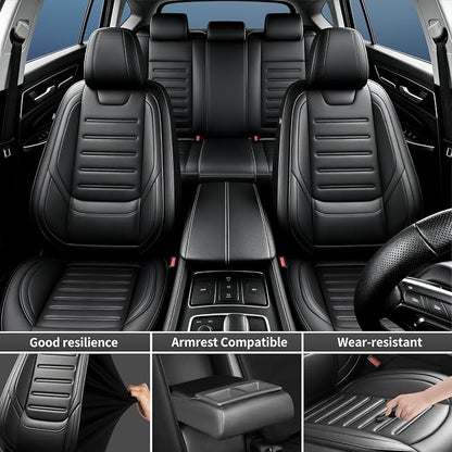 Car Seat Covers Compatible with Kia Sportage 2009-2026, Premium Full Coverage Leather Automotive Seat Protectors, All Seasons Waterproof Breathable, Airbag Compatible, Full Set, Black - Image 5