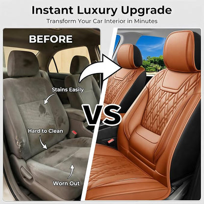 for Subaru Legacy 2008-2026 Car Seat Covers, Full Set, Brown | Luxury Full Coverage Leather Seat Protectors, Waterproof Breathable, Non-Slip, Easy to Install, Airbag Compatible, All-Season - Image 5