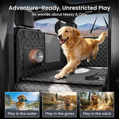 REEVAA 2.0 Truck Hard Bottom Back Seat Cover for Large Dogs, XL, Black | Foam Padding, 600 lbs Extender, 45% More Space for Large Dogs, Waterproof, Zippered Mesh Window, Fits Crew Cab Trucks & SUVs - Image 4