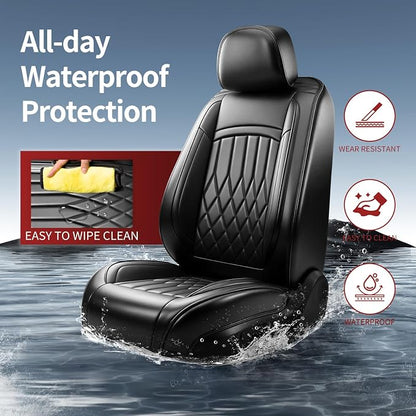 Fit for CH-R Car Seat Covers Compatible with Toyota CHR 2018-2022 - Waterproof Breathable Leather Automotive Seat Cushions Protector, Airbag Compatible,Only 2 Front seat Covers(Black) - Image 2