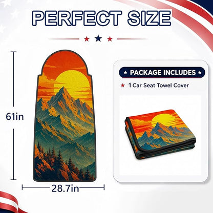 Car Seat Towel Cover for Front Seats, 1Pc Sweat Absorbent Car Seat Protector with Non-Slip Backing, Waterproof Towel Car Seat Covers for Runners, Gym, Swimming, Beach, Pets, Mountain Sunset - Image 7