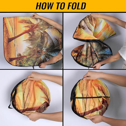Car Windshield Sun Shade, Foldable Reflective UV Front Sunshade | 57" x 31", Sun Visor Blocks UV Rays & Keep Cool for Cars Interior, Fits Sedans, SUVs & Trucks, Foldable & Easy Storage - Image 3