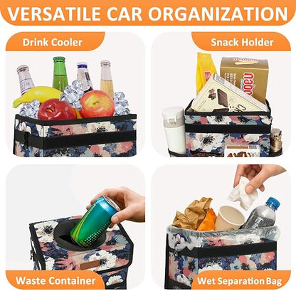 Vankor Car Trash Can with Lid Leak Proof Car Accessories for Women | 2.2 Gallon Cute Hanging Car Trash Bin for Men Car Truck Vehicle Sedan SUV Interior Automotive Garbage Cans, Floral - Image 6