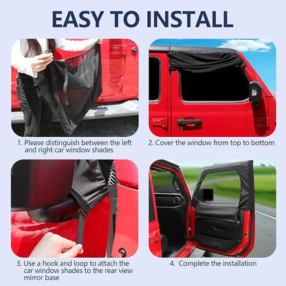 sukemichi Side Car Window Sunshades for Jeep Wrangler JK JL Gladiator JT Accessories, 2 Pcs Front Window Sun Shade Privacy Full Covers/Half Shade for Jeep Wrangler, Window Curtains for Baby Protection - Image 5