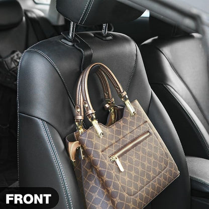AMVOYOA Leather-Wrapped Car Headrest Hooks & Seat Back Organizer - 2 Pack U-Shaped Car Purse Holder for Bags, Coats, Handcrafted Stitching, Flexible Car Accessories for Women (Gray) - Image 3