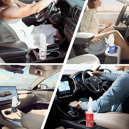 Carson Works Car Tissues Holder 4 Packs Round Car Tissues Cylinder Fit for Car Cup Holder, Home Small Tissue Dispenser with Refill Tissues for Car Bathroom Office - Image 4