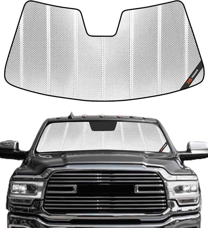 Pigenius Windshield Sunshade for Ram 2500/3500/4500/5500 2019-2024 with 10 inch Wide Sensor, Custom Front Window Sun Shade - BLAZBLOCK by Pigenius