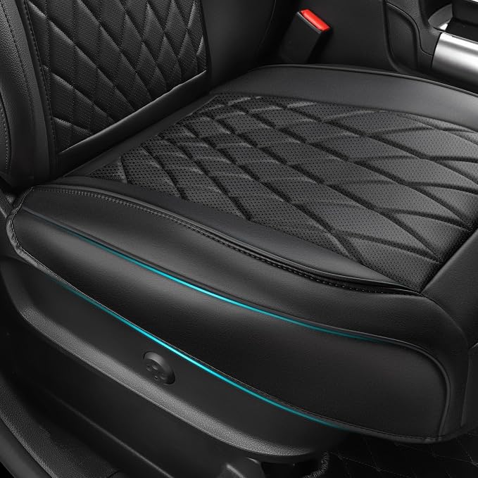 CAR PASS Luxury Napa Leather Front Car Seat Covers, Sideless Car Seat Protectors with Storage Pocket, Non-Slip Automotive Seat Cover for Cars Trucks SUV, Airbag Compatible, 2 Pack (Black) - Image 6