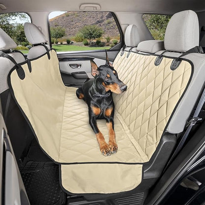 4Knines Heavy-Duty Rear Seat Cover for Dogs - Hammock, Tan XL | K9-Shield waterproof layer, non-slip backing, quick-release clips for easy install and cleanup. Machine washable. by 4Knines