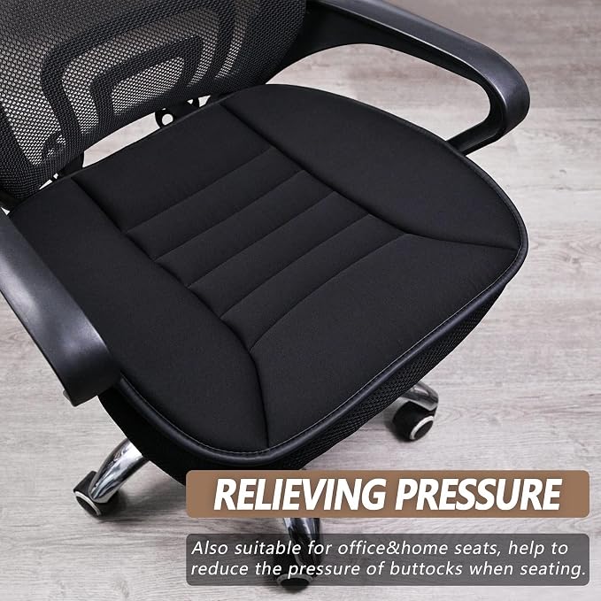 MYFAMIREA 2PCS Car Seat Cushion Pad 1.2" Thick Comfort Seat Protector for Car Driver Seat Office Chair Home Use Memory Foam Seat Cushion with Non Slip Bottom, 20'' x 18.5'', Black - Image 6