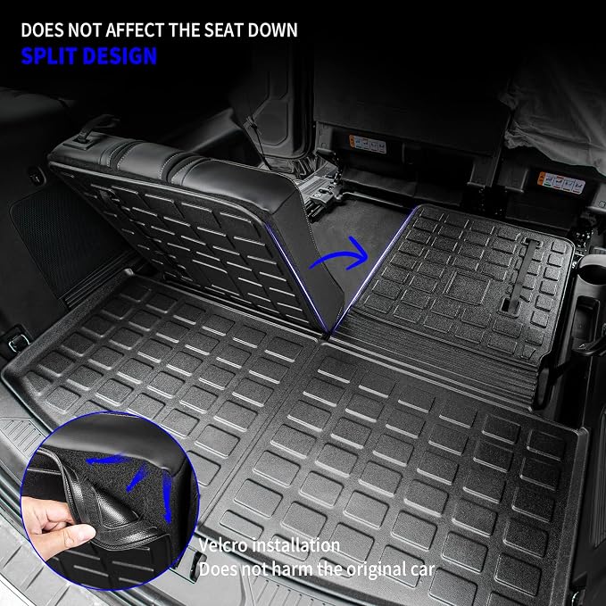 Rongtaod Trunk Mat with Backrest Mat for 2020-2026 Ford Explorer 6&7 Seats | Cargo Mat Cargo Liner TPE All Weather Back Seat Cover Protector Upgrade 2024 Explorer Accessories - Image 4