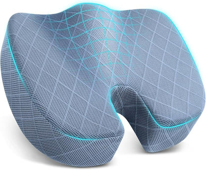 Memory Foam Office Chair Seat Cushion - Light Blue, XX-Large | for Car Seat, Airplane, Desk Chair - Sciatica & Hip & Coccyx Pain Relief Cushion for Long Sitting Office Workers, Car Drivers by TushGuardSeatCushonsPillows