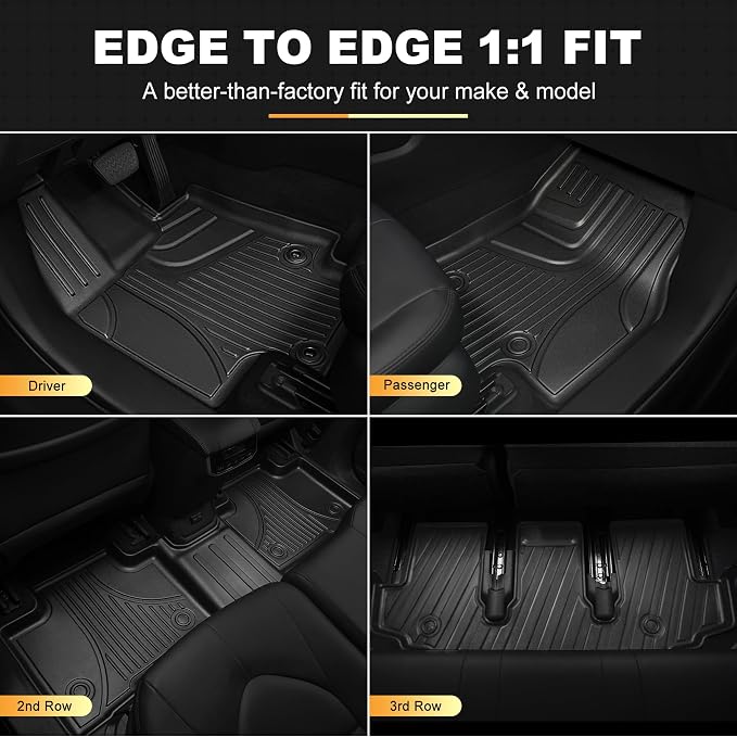 AOMSAZTO Floor Mats for Toyota Highlander 2020-2026 7 Seats (Gas & Hybrid) | Not for Grand Highlander, Custom Fit All-weather Protection Cargo Liner & Seat Back Mat Waterproof Easy to Clean Heavy Duty - Image 2