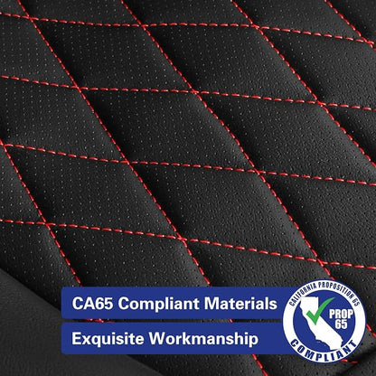 EKR Rav4 Seat Covers Custom Fit for Toyota Rav4 (Hybrid) Woodland/Limited 2026, Leather Car Seat Cover Full Set for SUV,Faux Leather(Black with Red Piping) - Image 6