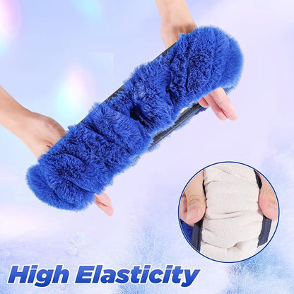 SEG Direct Furry Steering Wheel Cover, Fluffy Fuzzy Gear Shift Cover, Blue | Gear Shift Cover, 2 PCS Set, Soft and Warm, Cute Fur Auto Car Decor, Standard Size 14.5- 15 inch for Women Men - Image 4