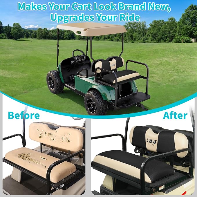 10L0L Golf Cart Seat Covers for Yamaha EZGO Club Car Seat Towel Cushion | Breathable Mesh All-Season Front/Rear Seat Blanket, UV Resistant, Cool Comfort, Machine Washable, Easy On, Great Golf Gift - Image 4