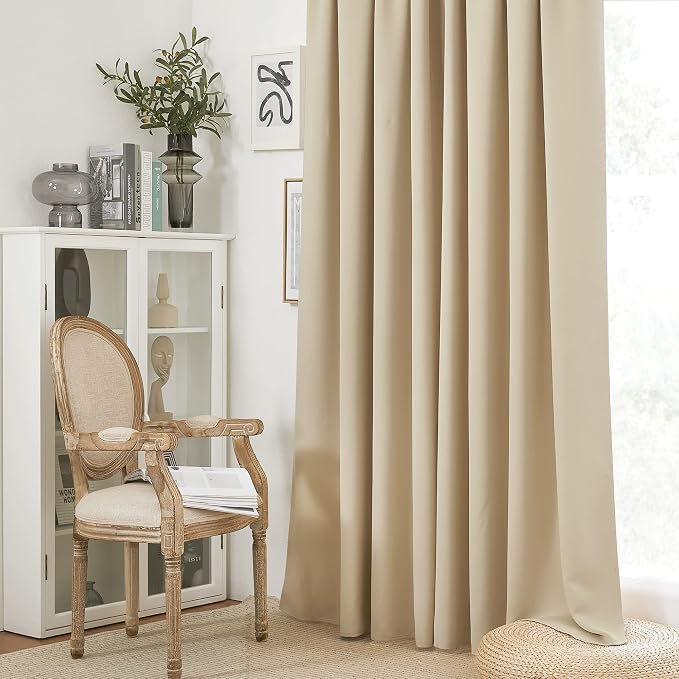 RYB HOME 2 Panels Doorway Curtains | Thermal Insulated,Privacy,Rod Pocket,Easy Installation,Drapes for Living Room Bedroom Dining Room,W34 x L80,Biscotti Beige - Image 5