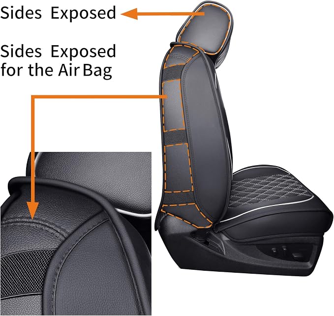 Seat Covers for GMC Sierra Chevy Chevrolet Silverado 2007-2026 | Aierxuan Custom Fit 1500 2500HD 3500HD Trail Boss Z71 Crew Double Extended Cab Waterproof Leather Full Set Black-White - Image 4