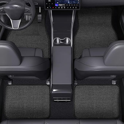 Universal Car Floor Mats, 3D Mesh Fabric All Weather Waterproof Car Floor Liners,With Anti-Slip Granule Backing&Driver Heel Pad,Efficient Dust&Dirt Resistant for Sedan,SUV,Truck,Van,Set of 4pcs - Image 4