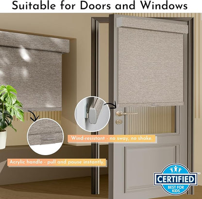 Persilux Blackout Roller Shades for Window Blinds,Cordless,Linen Fabric,Thermal Insulated Fabric UV Protection Shades for Home,Office,Bedroom,Door,Blackout-Light Brown,31" W X 72" H - Image 3