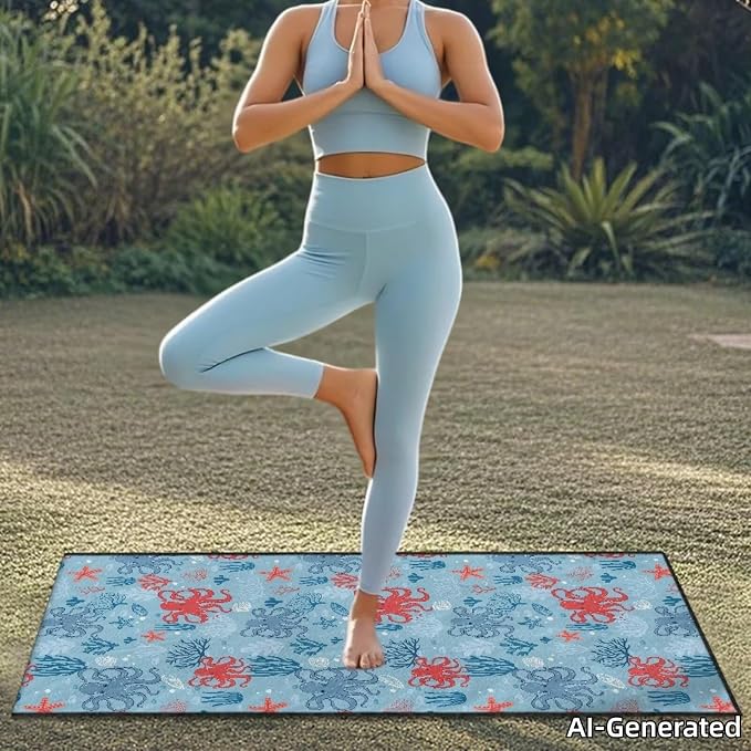 SEANATIVE Cute Octopuses Car Cushion Towels Absorbent Towel for Car Seat Scratch-Resistant Automotive Seat Covers Breathable Sweat Towels for Yoga & Hot Weather Driving - Image 3