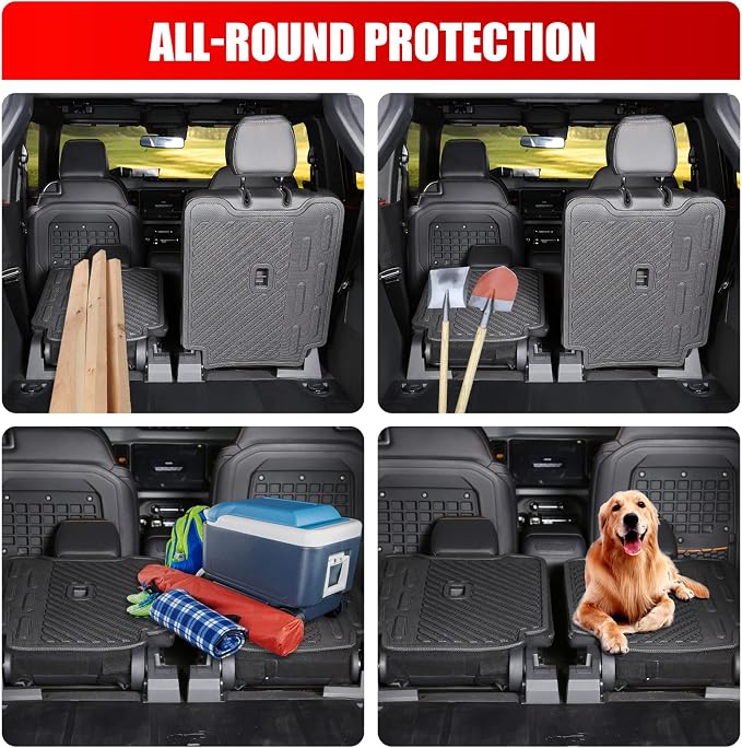 Mabett Rear Seat Backrest Mat for 2021-2026 Ford Bronco 2-Door Only | Not for Bronco Sport or 4-Door, 2-Piece Hook-and-Loop Fit, Heavy-Duty TPE for Pets and Cargo, Removable Washable Protection - Image 6