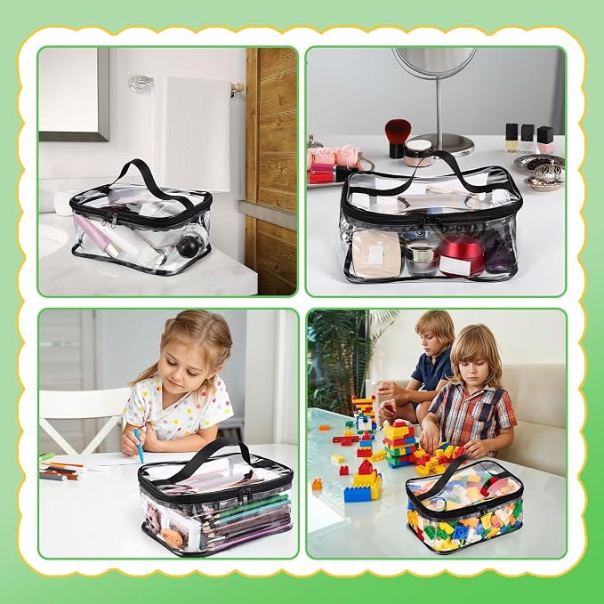 6 Pack Clear Toy Storage Bags, PVC Waterproof Toy Organizer, Black | Waterproof PVC, Transparent View, Reusable Zip Bags, Label Tags, for Blocks, Puzzles, Board Games, Travel and Home Storage - Image 6
