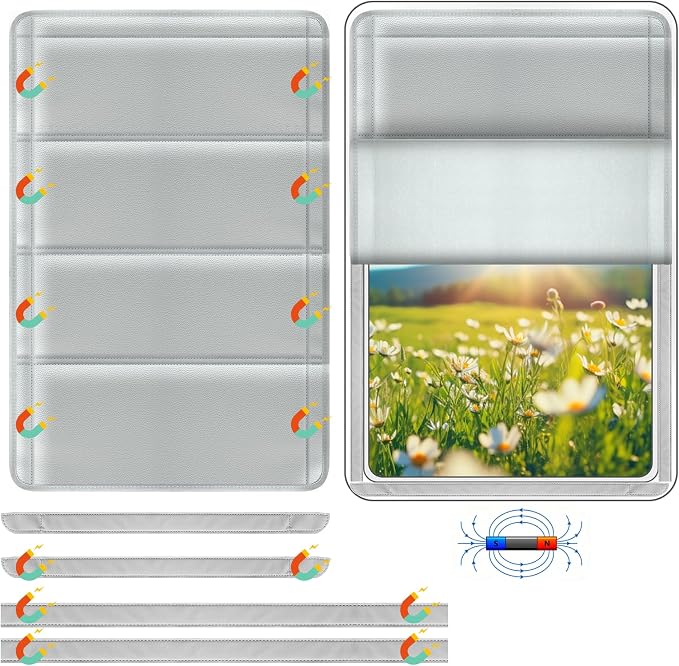 RV Door Window Shade Cover - Magnetic RV Blackout Window Cover with UV Protection and Privacy Features (25 * 16 in) Foldable Magnet Design, Waterproof Fabric, and Reflective Silver Coating by Veharvim