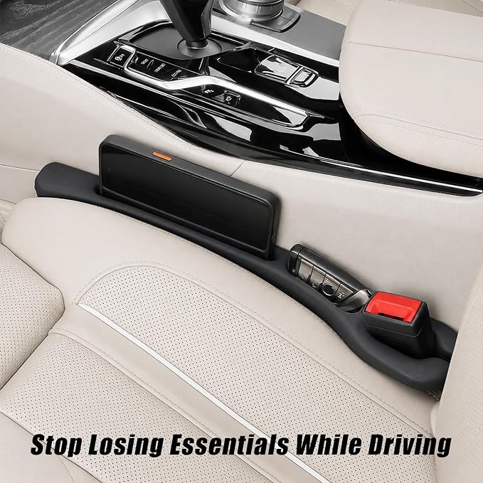 Car Seat Gap Filler Organizer 2 PCS Black Universal Seat Gap Plug Blocker Anti-Drop Console Catcher Phone Keys Storage for Car Truck SUV Auto Accessories Style3 - Image 4