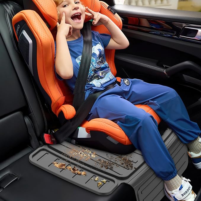 insefocc TPE Car Seat Protector for Child Car Seat, Waterproof Anti‑Slip No Imprints Car Seat Cover, Universal Booster Seat Protector for Baby & Pet, BPA‑Free Under Seat Car Mat（Black 2pc） - Image 6
