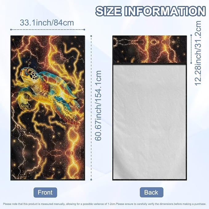 Car Seat Towel Cover After Gym Lightning Sea Turtle Print Car Seat Hoodie Towel with Storage Bag Quick-Dry Sweat Towels for Gym Workout, Running, Swimming, Beach and Hiking - Image 7