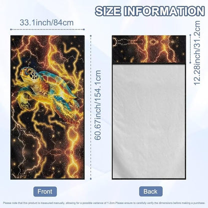 Car Seat Towel Cover After Gym Lightning Sea Turtle Print Car Seat Hoodie Towel with Storage Bag Quick-Dry Sweat Towels for Gym Workout, Running, Swimming, Beach and Hiking - Image 7