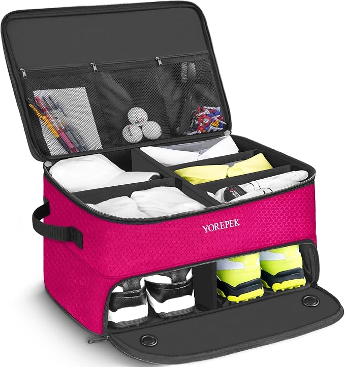YOREPEK Golf Gifts for Men, 2 Layer Golf Trunk Organizer for 2 Pair Shoes | Waterproof Car Trunk Locker with Separate Ventilated Compartment for Balls, Tees, Clothes, Gloves, Birthday Gifts for Golfers by YOREPEK